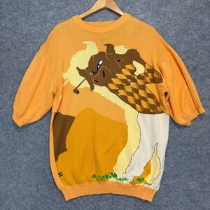 VTG Phat Farm Short Sleeve Golf Sweater Mens Large Bull Golfing Sunset Rare 90s